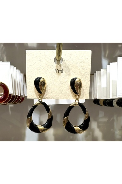 GLOW ACCESSORIES BAE Stainless Steel Vip Zra Model Gold Striped Dangle Hoop E...