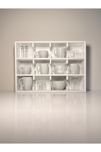 VIVECA Beyaz 12 Bölmeli Dekoratif Mug & Fincan Rafı | Mutfak – Kahve Köşesi –...