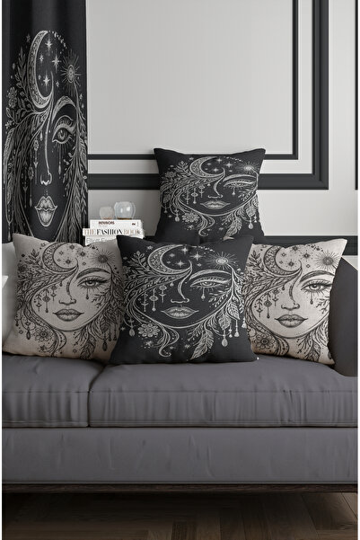 ALAMODECOR Bohemian Girl Face cu model cu două fețe Set de imprimare digitală...