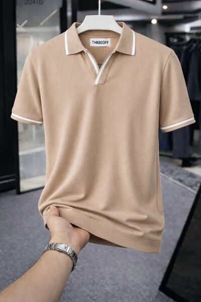 threeoff Ανδρικό Σετ με oversized μπλουζάκια πόλο με λαιμόκοψη σε σχήμα V, με...