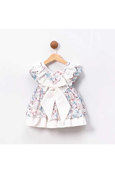 Cumino Girl's Ruffle and Back Bow Detail Floral Dress