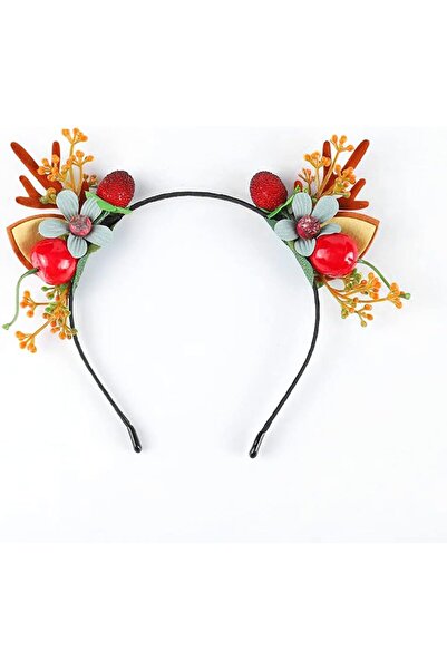 NO BRAND Coarne de Crăciun, bentiță de păr cu flori, cercei de păr cu fructe ...