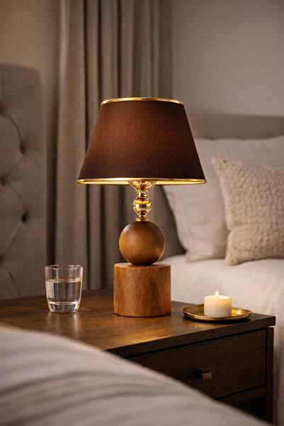 571 Store Ahşap Ayaklı-Kumaş Başlıklı masa ,yatak başı ,komodin üstü aydınlat...