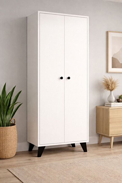 MODENZA Çok Amaçlı 7 Raflı MDF Kiler Dolabı-Beyaz