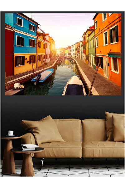 Mushen Studio Tablou pe pânză Burano Canale colorate