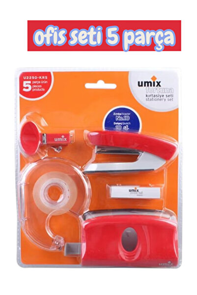 SEYFİKİRTASİYE Office desk supplies set stapler hole punch umix 5 piece