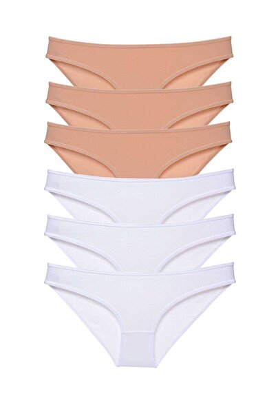 Mestore طقم سراويل داخلية نسائية من الليكرا مكونة من 6 قطع باللون الأبيض