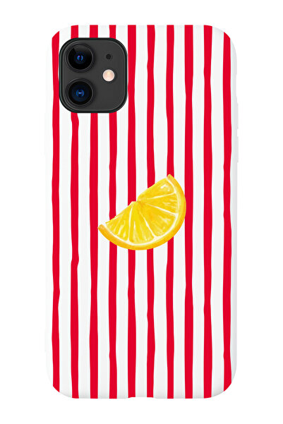 shoptocase iPhone 11 Compatible Lemon Patterned Microfiber Inside, Tpu Silico...
