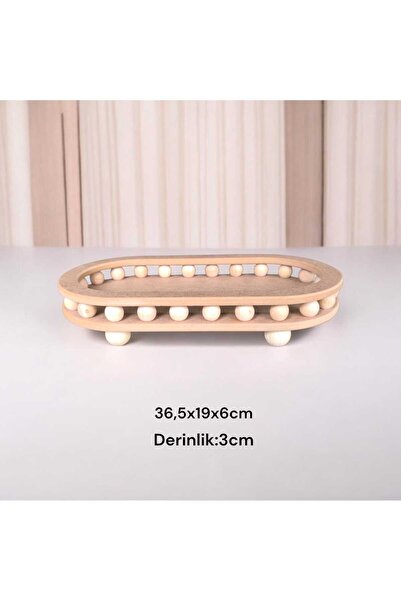 SEKAY AHŞAP Raw Wood Paintable Beaded Oval Small Size Decorative Presentation...