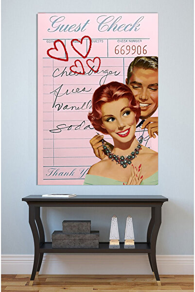 Mushen Studio Guest Check Retro Love Chart - Decor de perete Pop Art cu cuplu...