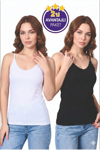 Miamor KADIN DANTELLİ İP ASKILI ATLET 2'li EKONOMİK PAKET