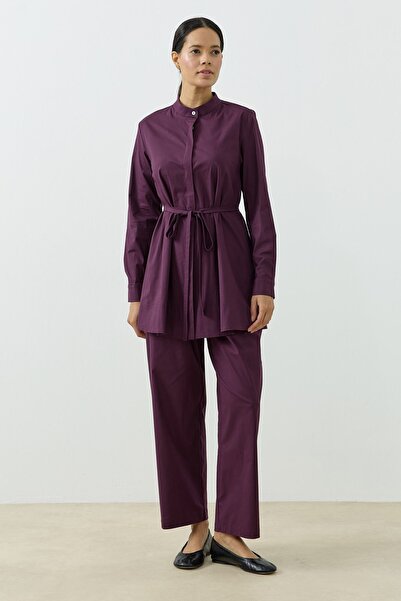 QANU Else Poplin Takım Mürdüm