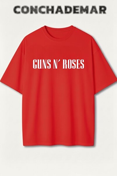 Vordevia Guns N' Roses مطبوع تي شيرت فاخر كبير الحجم مكون من قطن قطع