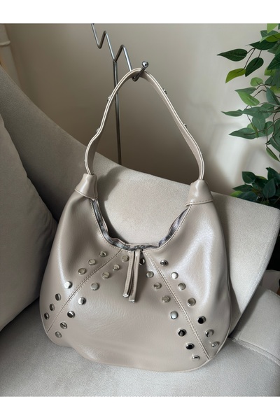 Women's Mink Staple Detailed Shoulder Bag – Casual and Stylish Hand & Arm Bag with Soft Leather Look