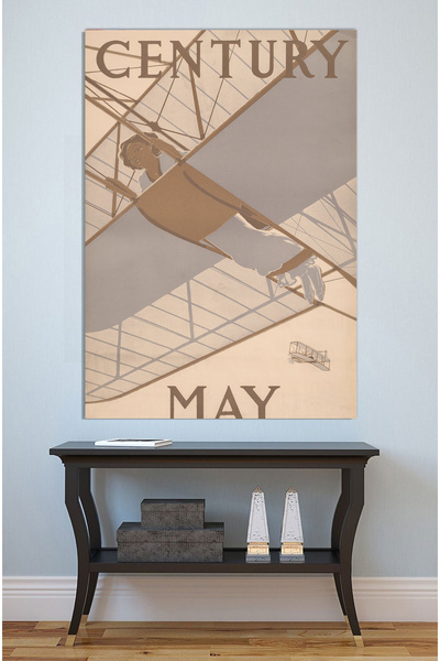 Mushen Studio Tablou cu afiș vintage cu avion Century May - Artă de perete re...
