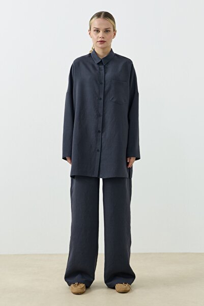 QANU Çizgili Modal Takım Lacivert