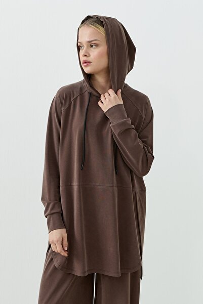 QANU Flexel Modal Takım Kahverengi