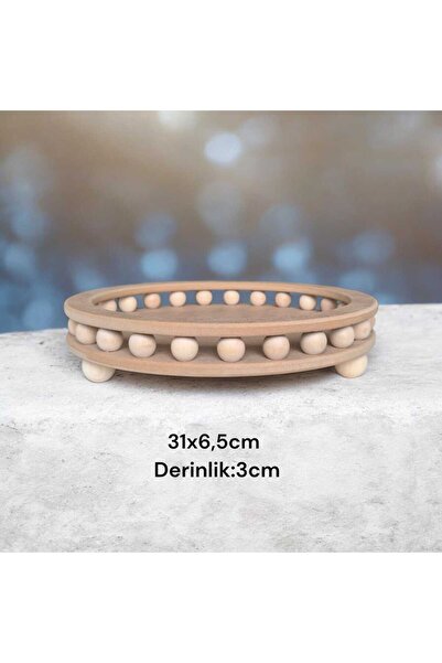 SEKAY AHŞAP Wooden Paintable Beaded Medium Size Round Decorative Presentation...
