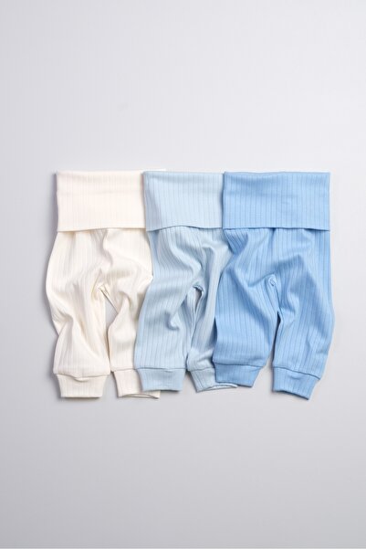 Bondberro 3-Piece Set High Waist Ribbed Knit Newborn and Baby Leggings (Cream...