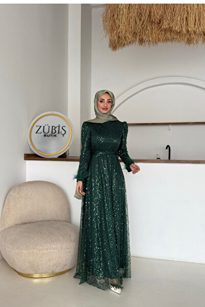 ZÜBİŞ BUTİK Lora Pul Payetli Tesettür Abiye