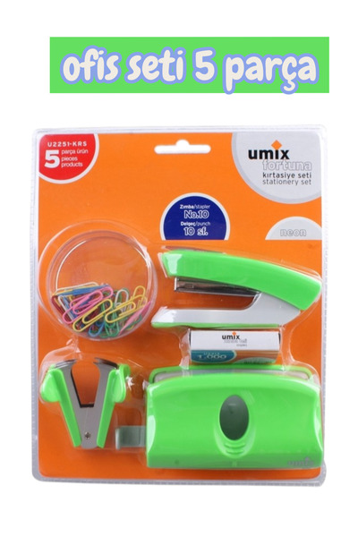 SEYFİKİRTASİYE Office desk supplies set stapler hole punch umix 5 piece