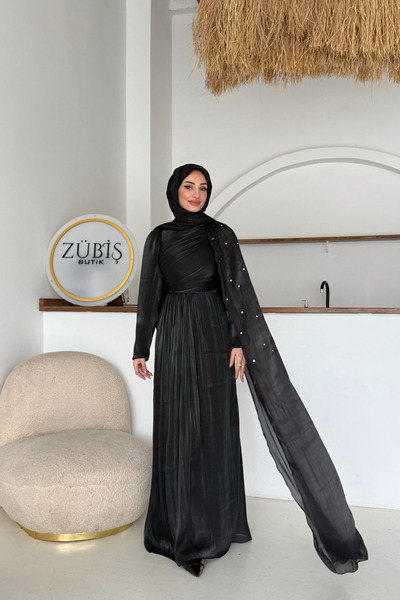 ZÜBİŞ BUTİK Nisa Zarif Pelerinli Tesettür Abiye