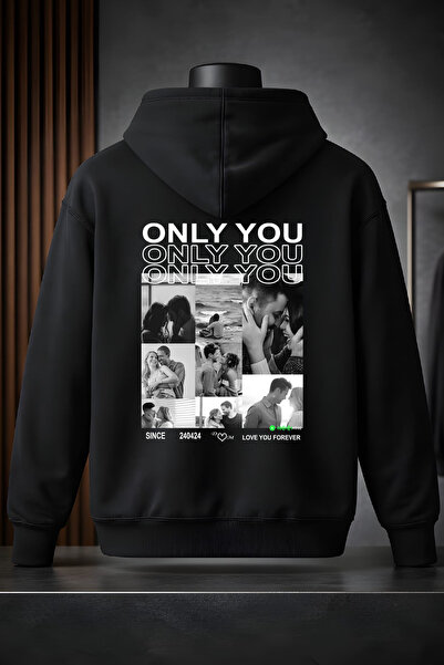 Young Fit Kişiye Özel Ön Ya da Sırt baskılı Kapüşomlu Hoodie Unisex Oversize ...