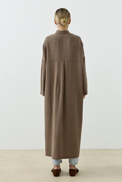 QANU Oversize Gömlek Kahverengi