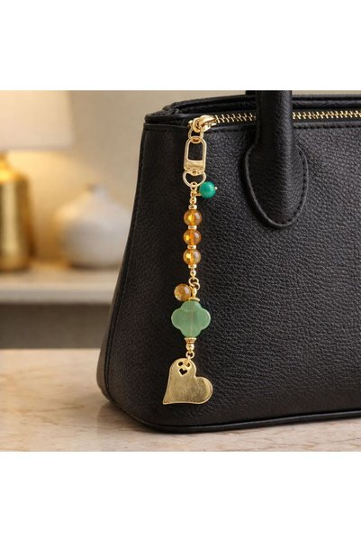 Agatella Tasarım Aventurine and Citrine Stone Abundance & Luck Keychain