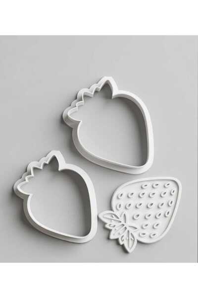 Onflow قالب الكوكيز على شكل فراولة منقوش - قالب تشكيل العجين