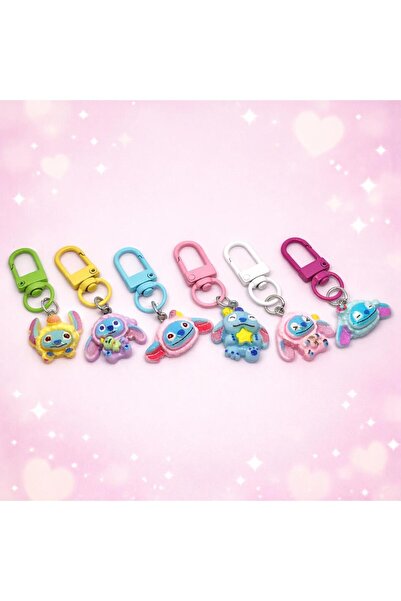 Luxmon Colorful Zipper with Stitch Figure Bag Dress Keychain Ornament 6-Piece...