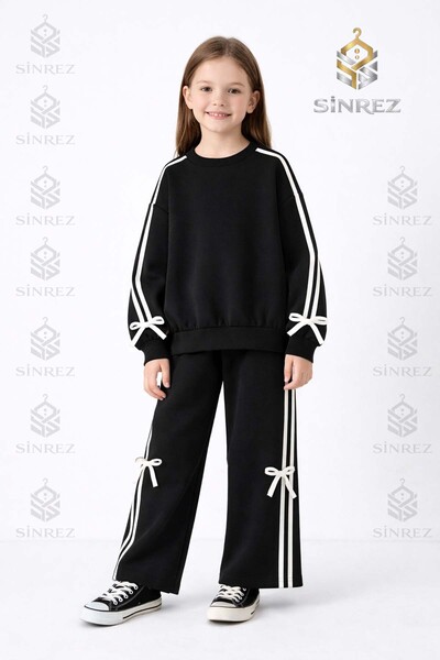 SİNREZ Zero Collar Girls' Ribbon Detail Bow-Knot Esorfman Suit