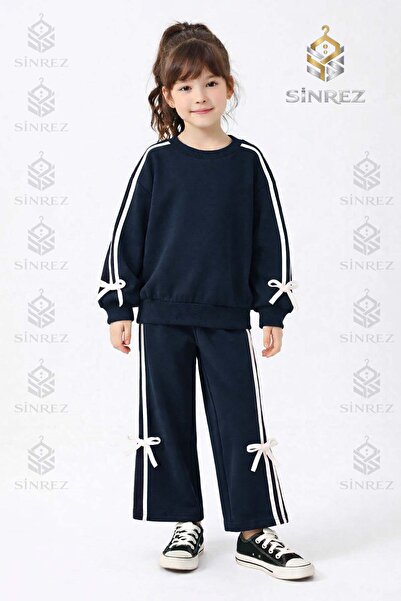 SİNREZ Zero Collar Ribbon Detail Girls' Track Suit