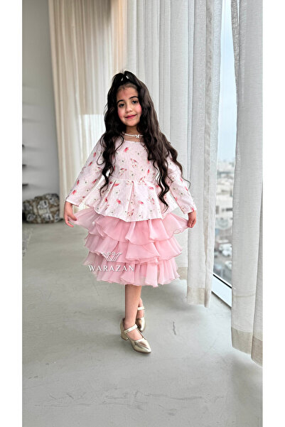 Warazan Elegant floral dress for girls, perfect for Eid and special occasions.