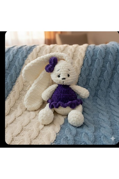 Queen tasarım Amigurumi el yapımı tavşan oyuncak tavşan uyku arkadaşı