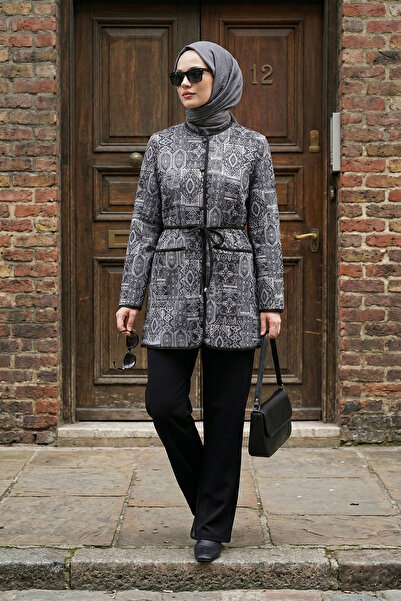 MODAQU Authentic Pattern Pocketed Scuba Jacket and Pants Set - Black