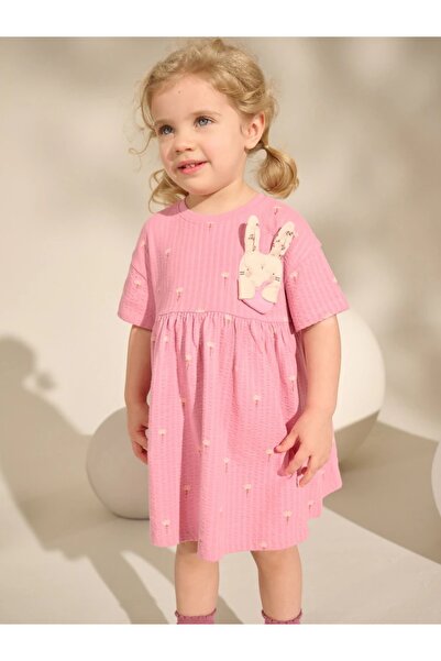 Next Baby Pink Rabbit Patterned Summer Jersey Dress