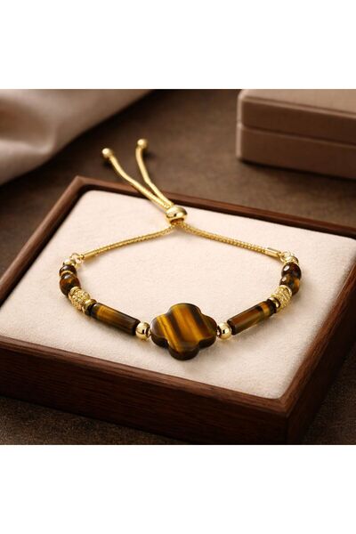 Agatella Tasarım Tiger's Eye Natural Stone Steel Bracelet – Unisex Special De...