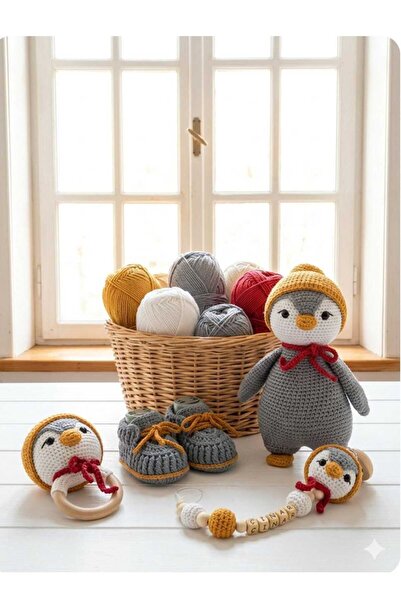Damla Amigurumi Penguen Alba - 4lü set