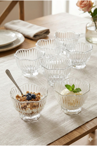 Homerest 6-Piece Glass Daisy Shaped Snack and Sauce Bowl Set, Bohemian Stylis...