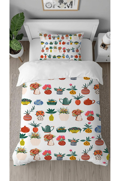 GREENDECOR مزهرية الزهور أزرق بلون الكوبالت ملونة منقوش بتصميم طباعة رقمية لو...