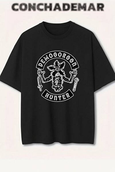 Vordevia Stranger Things Demogorgon Printed Premium Oversized Cotton Lu T-Shirt