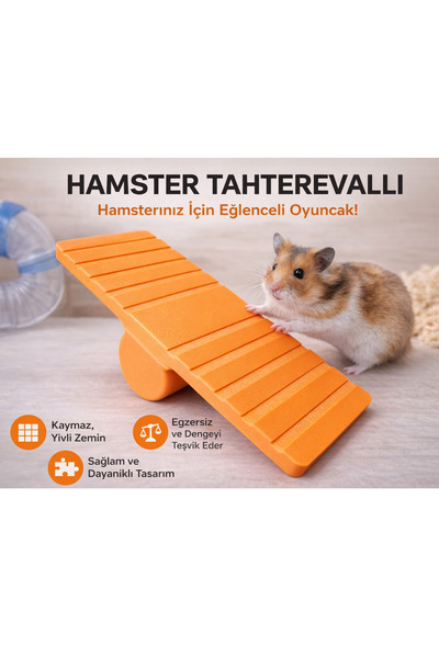 barsdepo Hamster Tahterevalli Oyuncağı – Kaymaz Zeminli, Egzersiz ve Denge Ge...