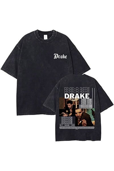 Vordevia Drake Printed Washed Oversized T-Shirt Unisex Vintage Comfortable Fi...