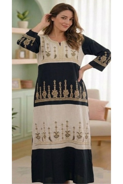 BRK Women's long-sleeved shirt with layered floral embroidery in an elegant b...