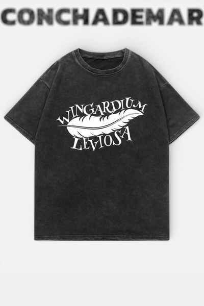 Vordevia Wingardium Leviosa cu imprimeu Lavabil supradimensionat tricou Unise...