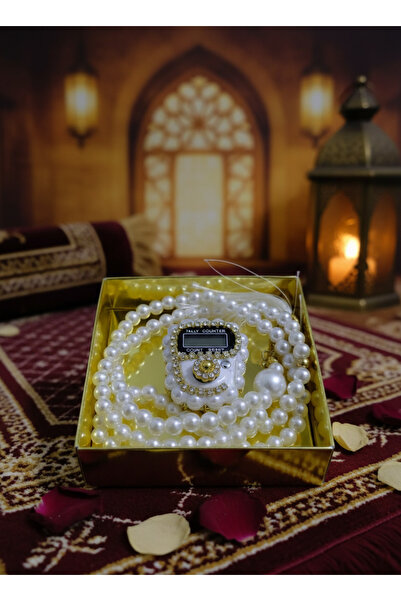 MYNAURA عداد الذكر الرقمي المزود بتفاصيل اللؤلؤ وساعة لؤلؤ بو مرصّع بالخرز espih