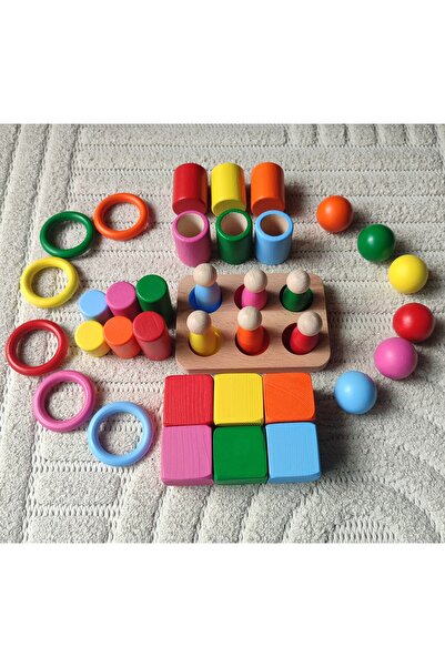 Moccotoys Montessori Ahşap Eğitici Oyuncak 6 Renk Eşleştirme Seti | Silindir ...
