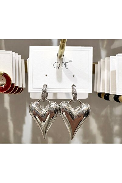 GLOW ACCESSORIES BAE Qpe Vip Zircon Stone Stainless Steel Dangle Heart Earrings