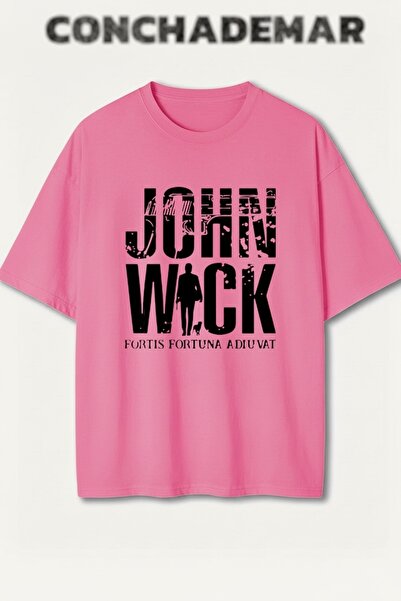 Vordevia تي شيرت جون ويك مطبوع بريميوم كبير الحجم مكون من قطن قطع